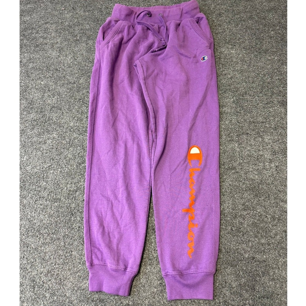 Champion Joggers Womens Size S Purple Athletic Sweatpants Logo Drawstring Pocket